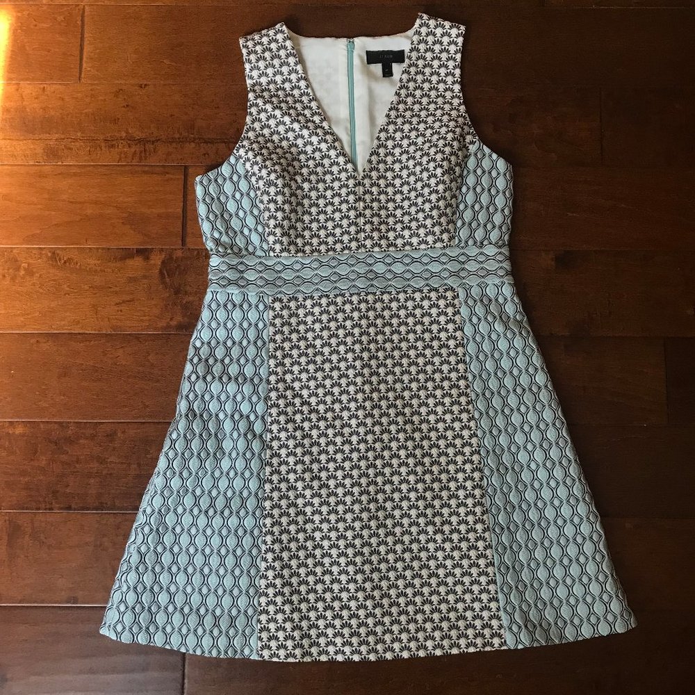J. Crew jacquard printed fit & flare dress • 14